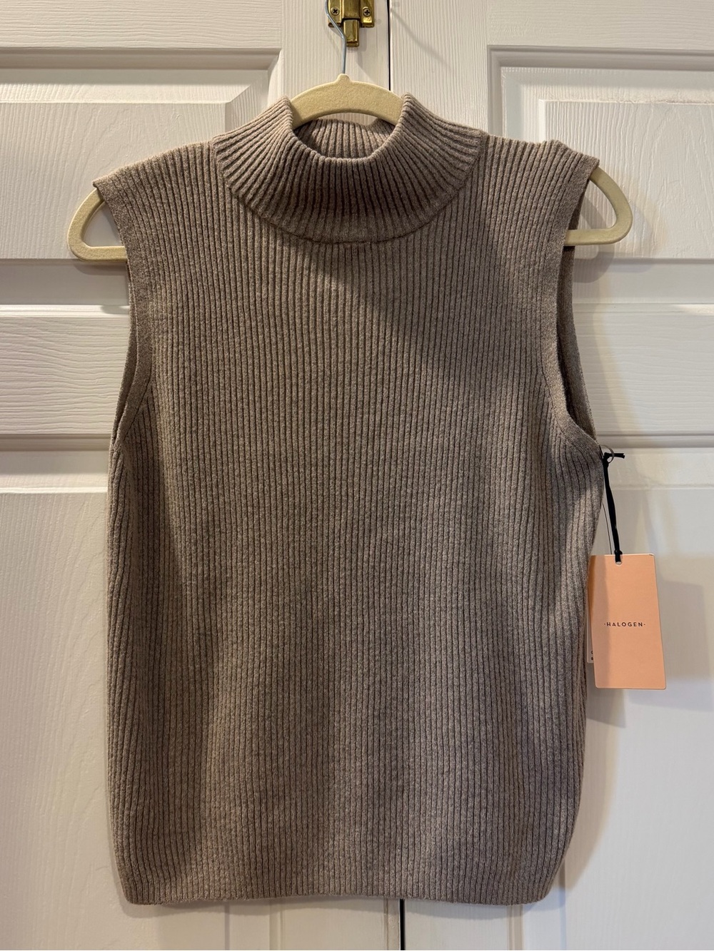 Halogen NWT Sleeveless Mock Neck Ribbed Sweater Top